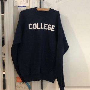 “college” sweatshirt